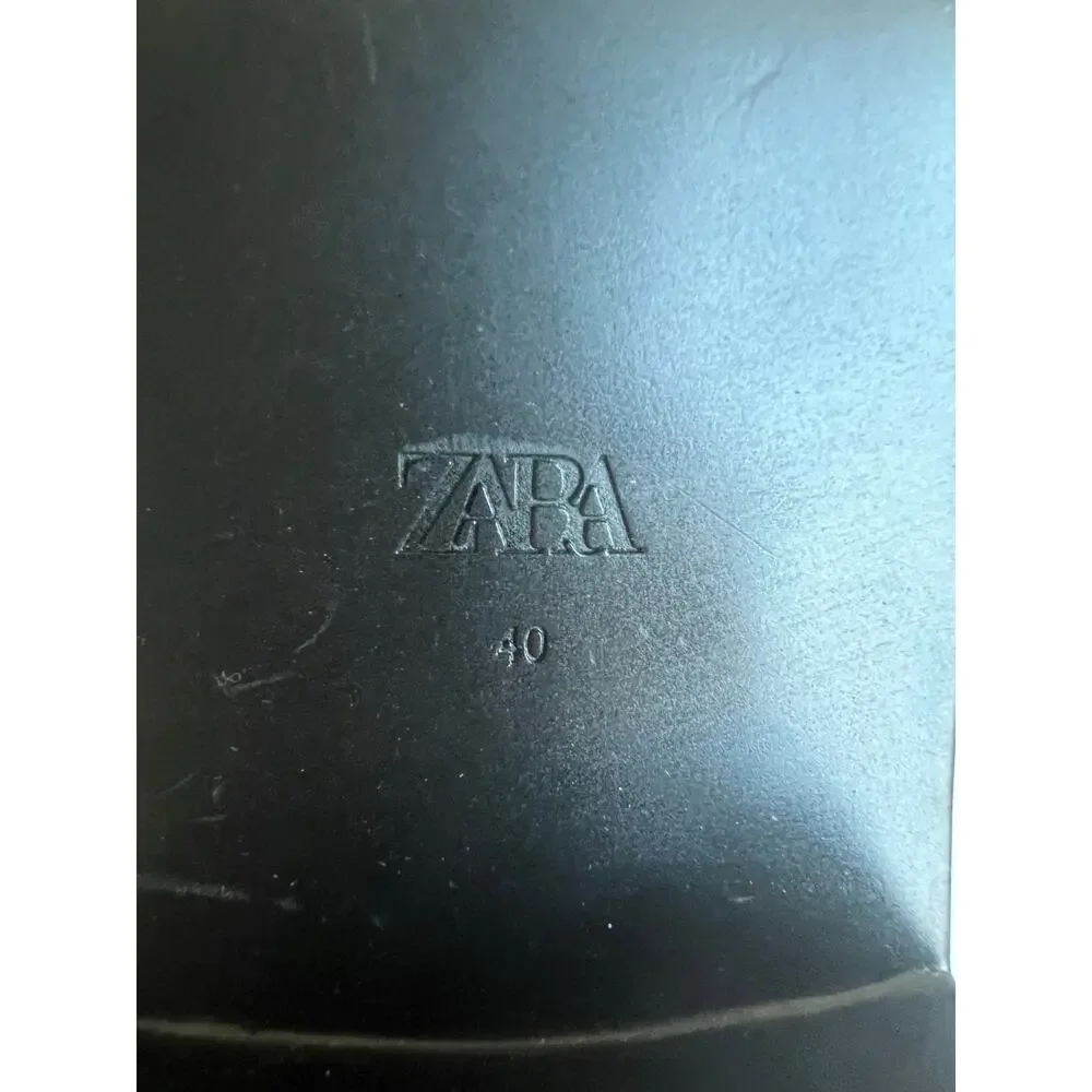 NWT Zara Tall Over The Knee Black Vegan Leather Square‎ Toe Pull On Boots Sz 9